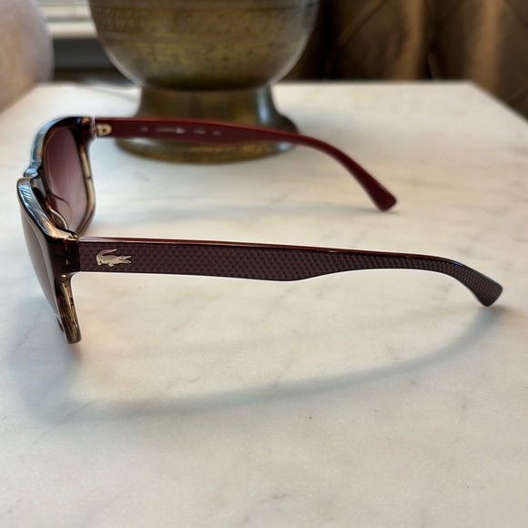 LACOSTE Tortoise Shell Gradient Tan & Burgundy  Sunglasses EUC Sunnies Preppy 🐊 - Picture 2 of 14